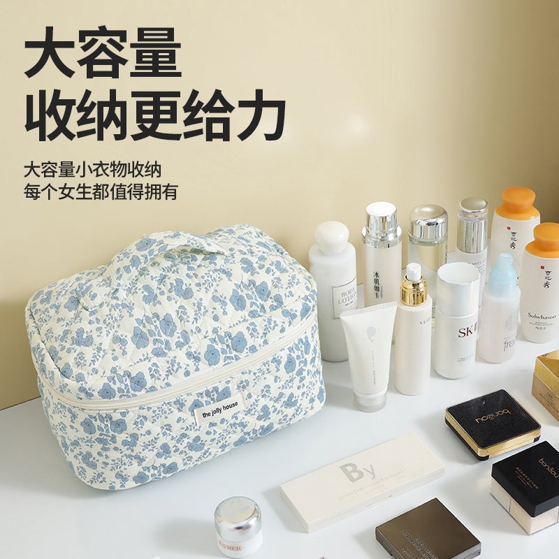 Small Floral High-Looking Cosmetic Bag For Women, Sweet Toiletry Cosmetics Bag, Large Capacity Portable Cosmetics Cosmetics Bag - Image 2